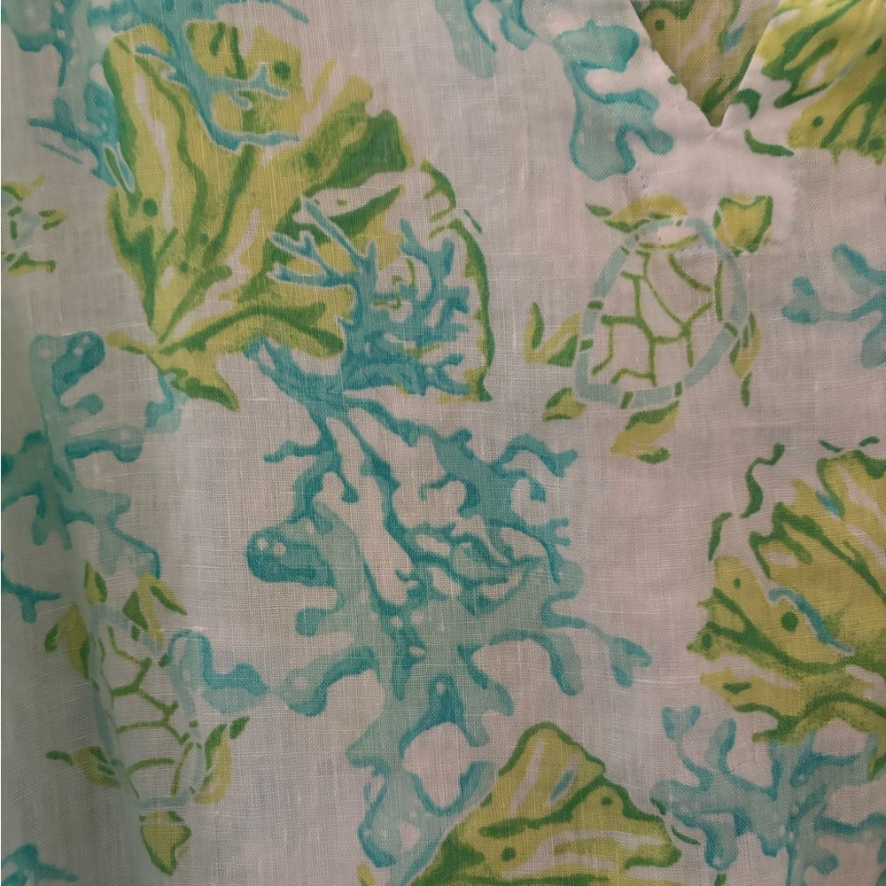 J. Jill Seafoam, Aqua & Lime Linen Tunic 3x - Picture 3 of 6